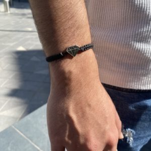 צמיד חוט לגבר עם תליון יהלום עשוי זהב